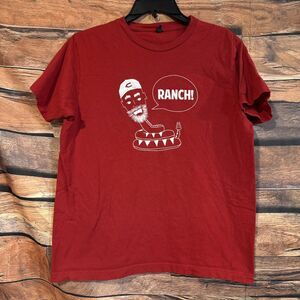 Funny RANCH! Rattlesnake T-shirt Red Cartoon Graphic Baseball Cap Humor Size M